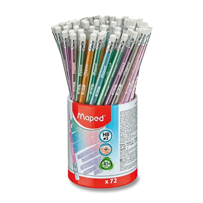 Hauptproduktbild Grafitová tužka Maped Black'Peps Glitter tvrdost HB s pryží, stojánek 72 ks
