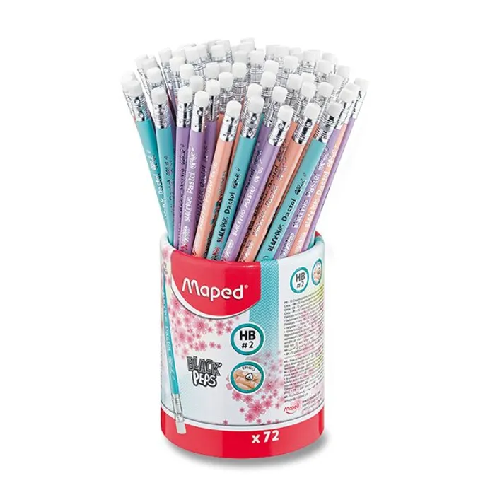 Hauptproduktbild Grafitová tužka Maped Black'Peps Pastel tvrdost HB, stojánek 72 ks