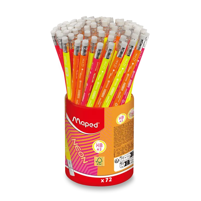 Hauptproduktbild Grafitová tužka Maped Neon s pryží tvrdost HB, stojánek 72 ks