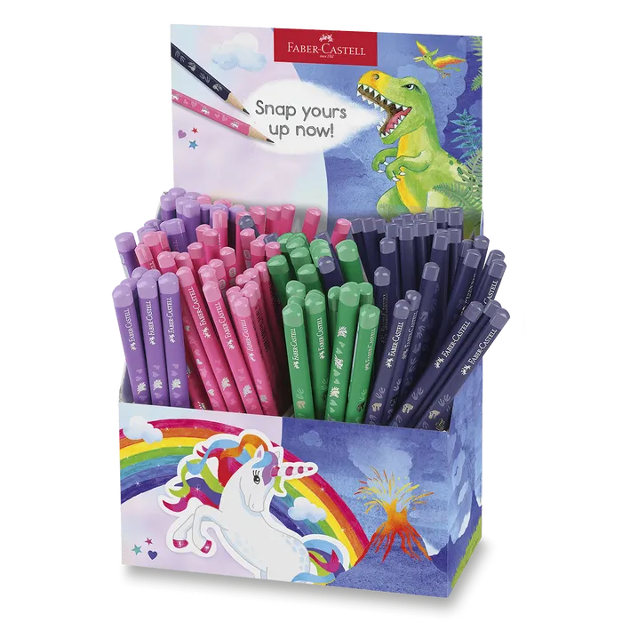 Hauptproduktbild Grafitové tužky a jumbo tužky Faber-Castell Unicorn & Dinosaurus stojánek, 120 ks