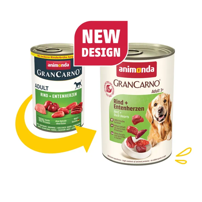 Hauptproduktbild GRANCARNO Adult - hovězí, kachní srdce 400g