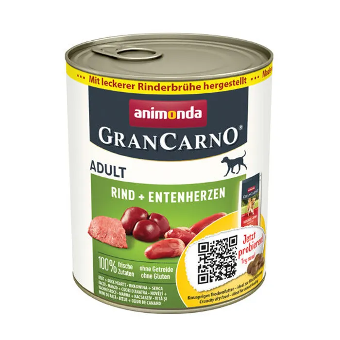 Hauptproduktbild GRANCARNO Adult - hovězí, kachní srdce 800g