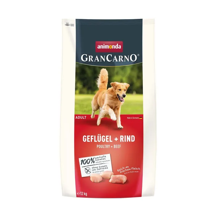 Hauptproduktbild GranCarno Dog DryFood Adult s drůbežím a hovězím masem, 12 kg