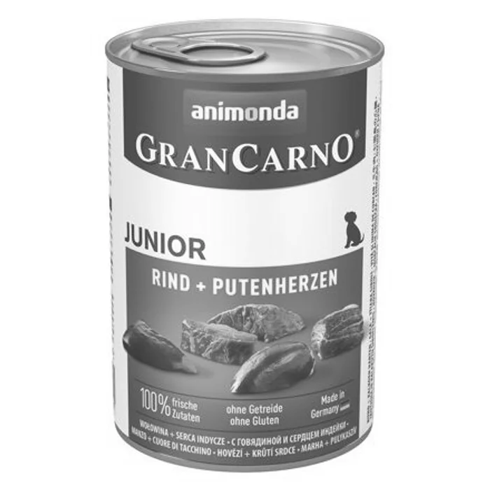 Hauptproduktbild GRANCARNO JUNIOR - hovězí, krůtí srdce 400g
