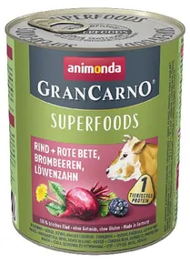 GRANCARNO Superfoods Rindfleisch, Rote Bete, Brombeeren, Löwenzahn 800 g für Hunde