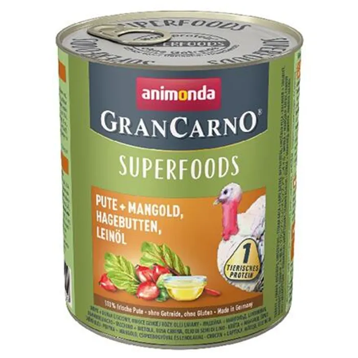 Hauptproduktbild GRANCARNO Superfoods krůta,mangold,šípky,lněný olej 800 g pro psy