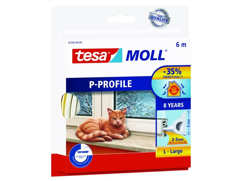 Hauptproduktbild Gumové těsnění "tesamoll® P profil 5390", bílá, 9 mm x 6 m, TESA