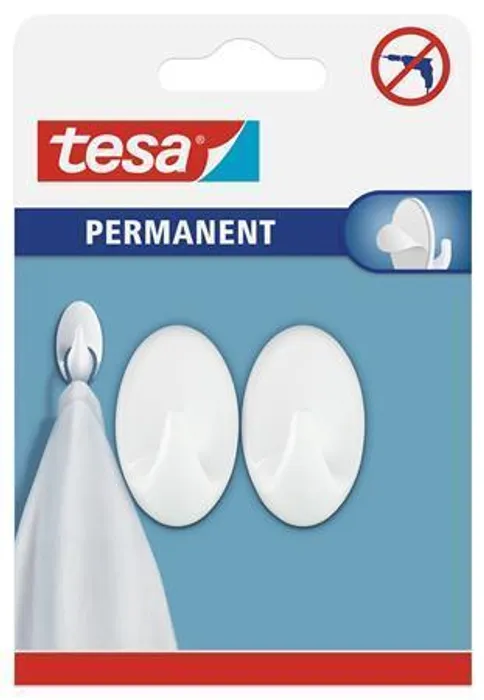 Hauptproduktbild Háčky "66602", bílá, samolepicí, velikost S, ovál, TESA