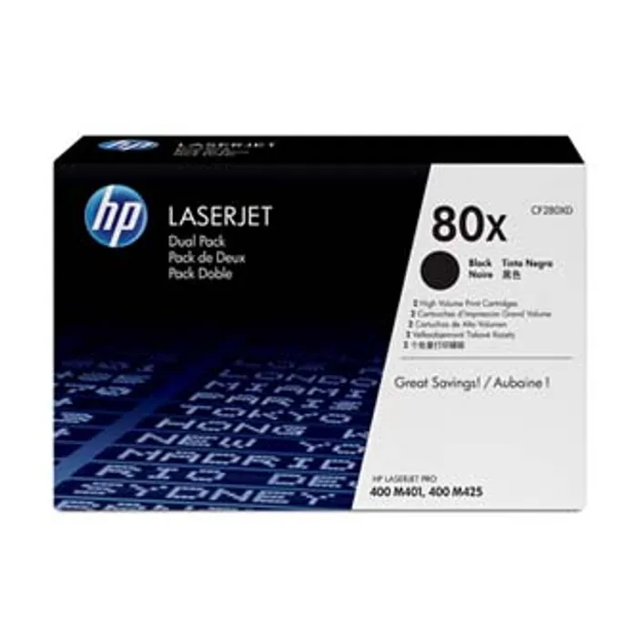 Hauptproduktbild HP originální toner CF280XD, black, 6900str., HP 80X, HP LaserJet+, N, dual pack, 2000g,