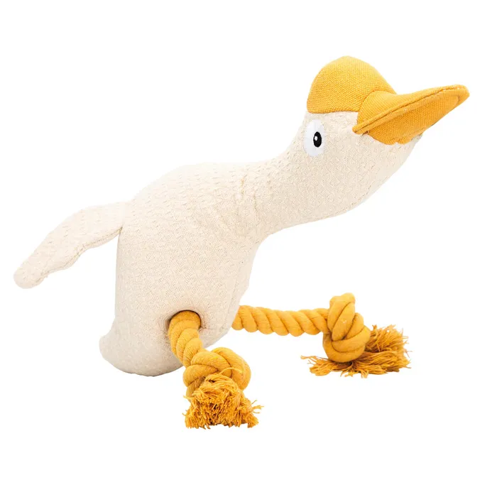 Hauptproduktbild Husa, 29 cm, látková robustní hračka s bavlněnými uzly, HIPHOP DOG, krémová/hořčicová