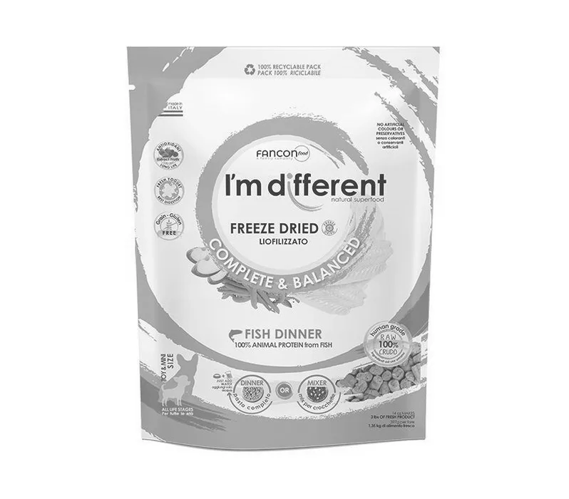 Hauptproduktbild I´M DIFFERENT Fish DINNER, mrazem sušené raw krmivo s rybou, 397 g