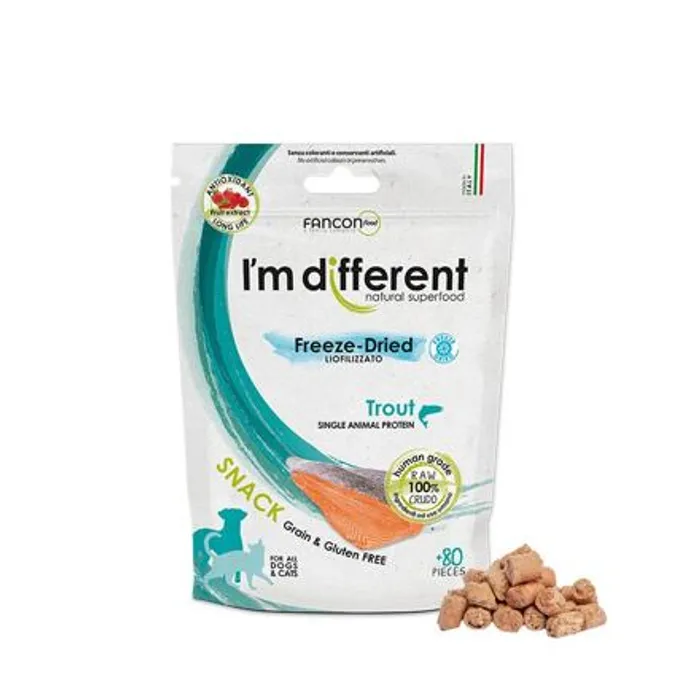 Hauptproduktbild I´M DIFFERENT SNACK pstruh - mrazem sušený pamlsek, 40 g