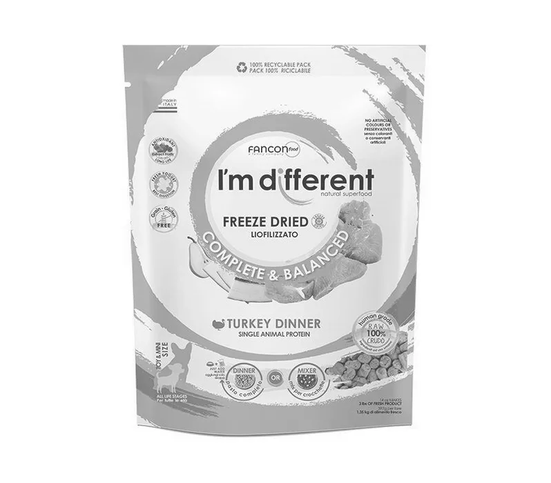 Hauptproduktbild I´M DIFFERENT Turkey DINNER, mrazem sušené raw krmivo s krůtou, 156 g