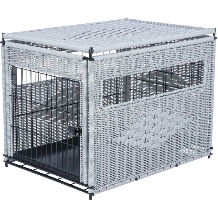 Hauptproduktbild Interiérový kennel, M: 58 x 60 x 77 cm, polyratan, světlešedá