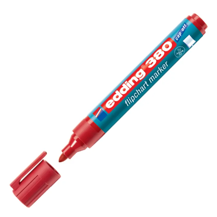 Hauptproduktbild Popisovač na bílou tabuli a flipchart "380", červená, 1,5-3mm, kuželový hrot, EDDING