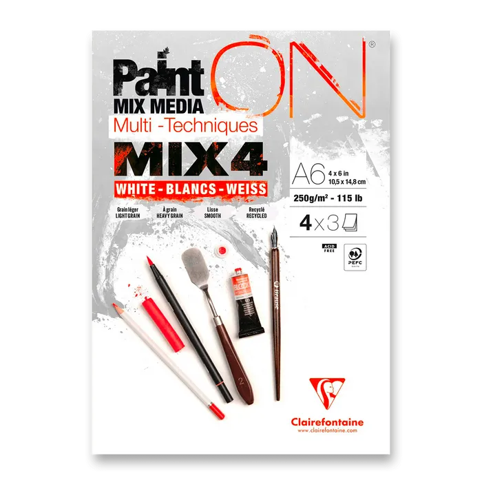 Hauptproduktbild Blok Clairefontaine Paint'ON Mix4 - A6, 12 listů, 250 g