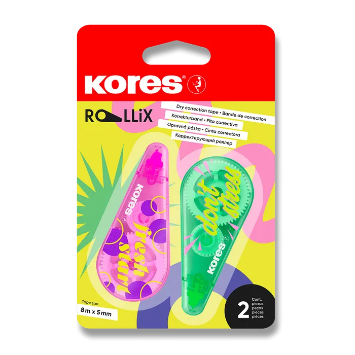 Hauptproduktbild Korekční strojek Kores ROLLiX, 8 m x 5 mm, mix barev [2 ks]