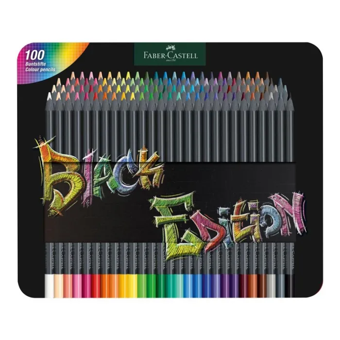 Hauptproduktbild Barevné pastelky "Black Edition", 100 barev, trojhranné, kovová krabička, FABER-CASTELL 116490