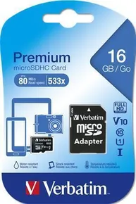 SecureDigital SDHC 16GB micro Speicherkarte, Class 10, mit Adapter, Verbatim