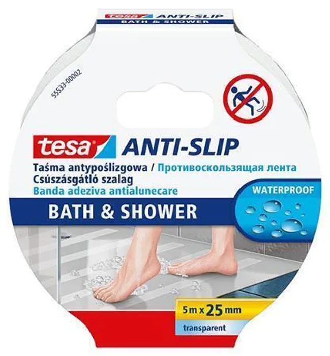 Hauptproduktbild Protiskluzová páska do koupelny "Anti-Slip 55533", transparentní, 25 mm x 5m, TESA
