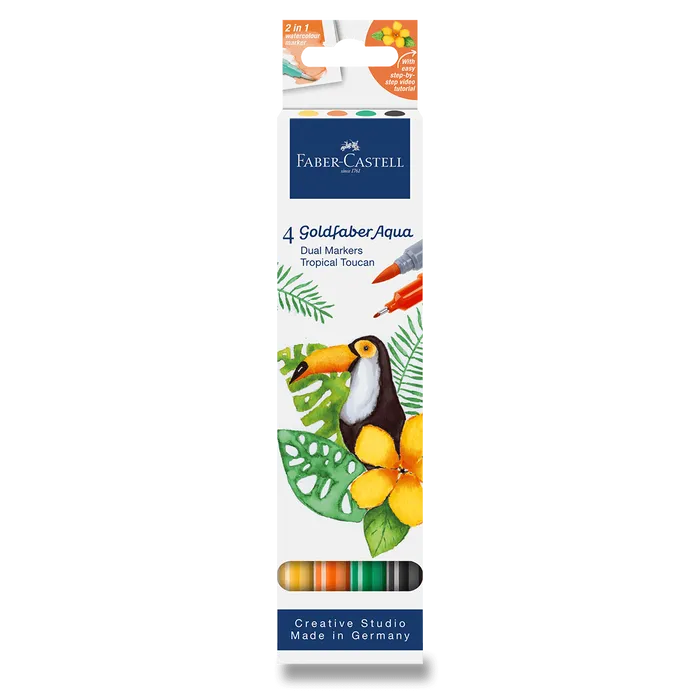 Hauptproduktbild Popisovač Faber-Castell Goldfaber Aqua Dual Marker Tropical Tucan [4 ks]