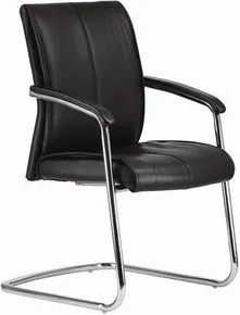 Besprechungsstuhl Chicago 600 V, schwarz, Leder, Chromkreuz,