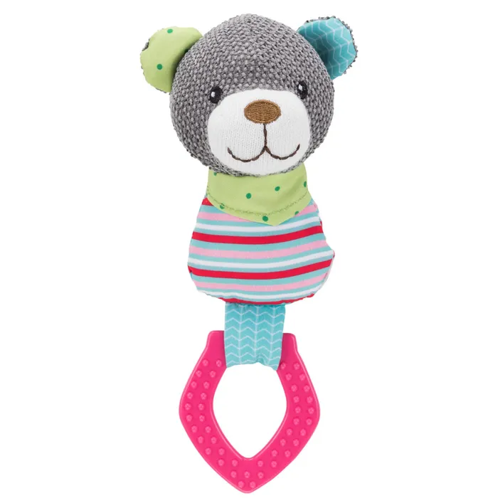 Hauptproduktbild JUNIOR plyšový medvídek s plastovým kroužkem, zvukový, 23 cm