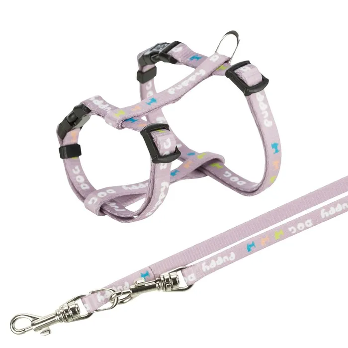 Hauptproduktbild JUNIOR postroj s vodítkem pro štěňata, světlá lila M-L: 27-45 cm/10 mm, 2,00 m