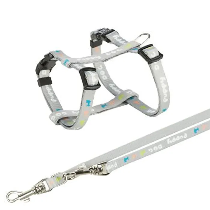 Hauptproduktbild JUNIOR postroj s vodítkem pro štěňata, světlešedá M-L: 27-45 cm/10 mm, 2,00 m