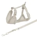JUNIOR SOFT Geschirr mit Leine für Welpen, hellgrau S-M: 26-34 cm/10 mm, 2,00 m