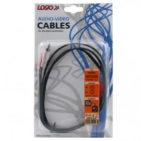 Audio Kabel 2x CINCH M - 2x CINCH M, CINCH, 1.5m, schwarz, Logo, Blister
