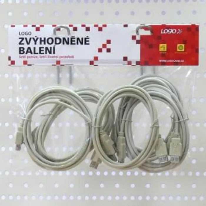 Hauptproduktbild Kabel USB (2.0), USB A M- USB A F, 3m, šedý, Logo, cena za 1 kus