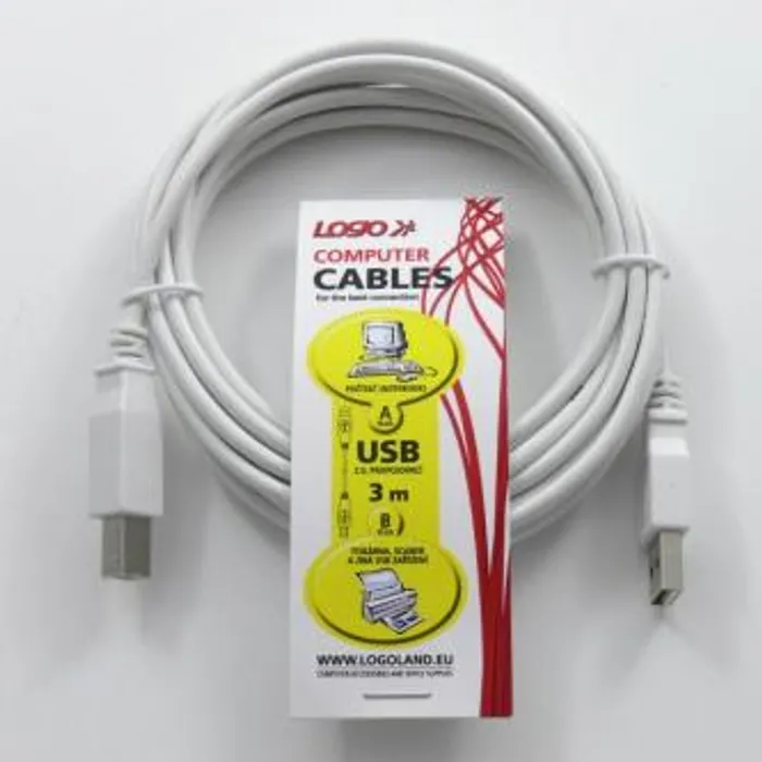 Hauptproduktbild Kabel USB (2.0), USB A M- USB B M, 3m, šedý, Logo