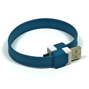 USB Kabel (2.0), USB A M - microUSB M, 0.25m, blau, Armband