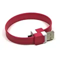 USB Kabel (2.0), USB A M - microUSB M, 0.25m, rosige, Logo, Blister, Armband