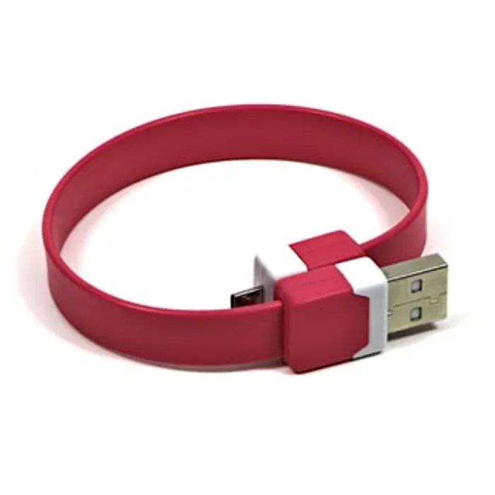 Hauptproduktbild Kabel USB (2.0), USB A M- USB micro M, 0.25m, růžový, Logo, blistr, náramek