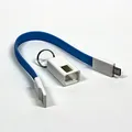 USB Kabel (2.0), USB A M - microUSB M, 0.2m, blau, Schlüsselring