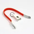 USB-Kabel (2.0), USB A M- USB micro B M, 0.2m, orange, Logo, blistr, Schlüsselring
