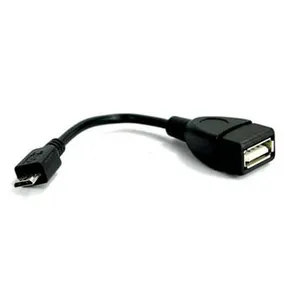 USB Kabel (2.0), microUSB M - USB A F, 0.15m, OTG, schwarz, Logo