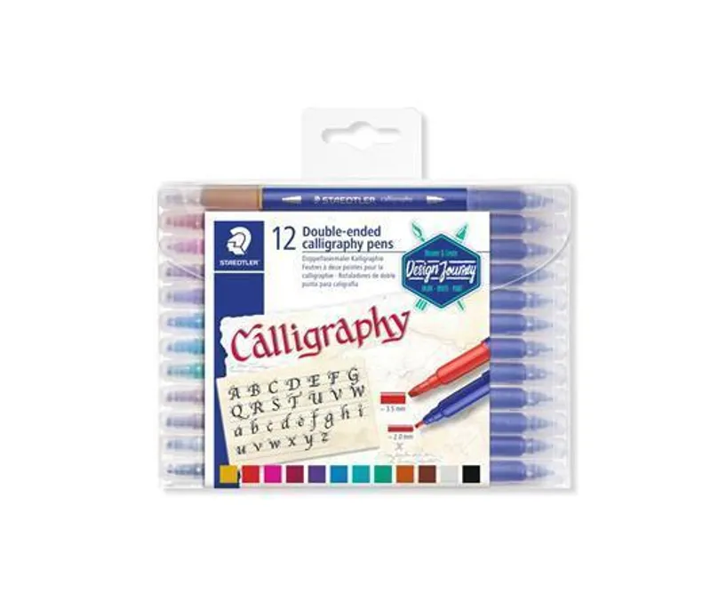 Hauptproduktbild Kaligrafické popisovače "Calligraph Duo", sada, 12 barev, 2,0/3,5 mm, oboustranné, STAEDTL