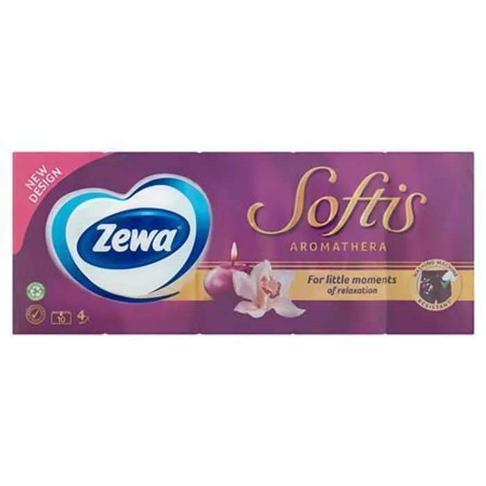 Hauptproduktbild Kapesníky, papírové, 3vrstvé, 10x9 ks, ZEWA "Softis", aromatherapy