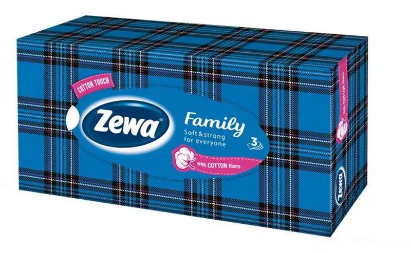 Hauptproduktbild Kapesníky, papírové, v krabici, 3vrstvé, 90 ks, ZEWA "Soft&Strong", bez vůně