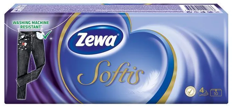 Hauptproduktbild Kapesníky "Softis", papírové, 4vrstvé, 10x9 ks, ZEWA