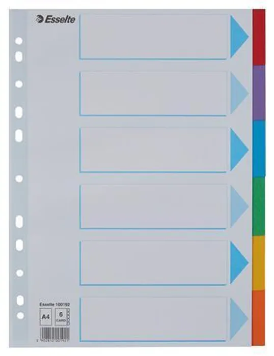 Hauptproduktbild Kartonové barevné rozlišovače Esselte, A4, Mix barev