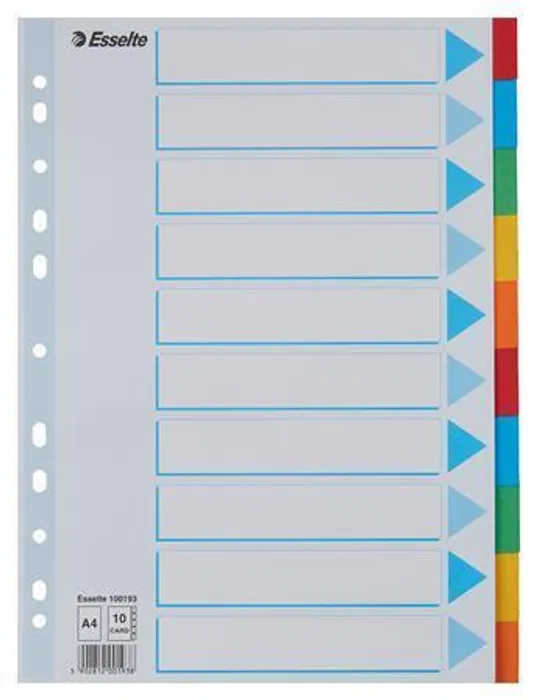 Hauptproduktbild Kartonové barevné rozlišovače Esselte, A4, Mix barev