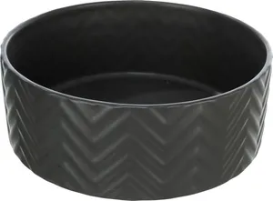 Keramikschale 0,9 l/o 16 cm, gerippt, schwarz
