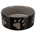 Keramikschale - braun/dunkelgrau + Pfotenmotiv 0,3 l/ o 12 cm