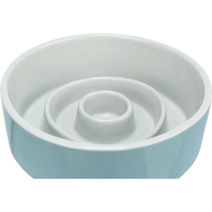 Hauptproduktbild Keramická miska k pomalému krmení, kruhy, šedomodrá 0,45 l/ o 14 cm