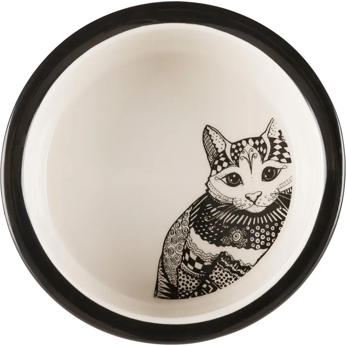 Hauptproduktbild Keramická miska Zentangle pro kočky 0,3l/12 cm bílo/černá