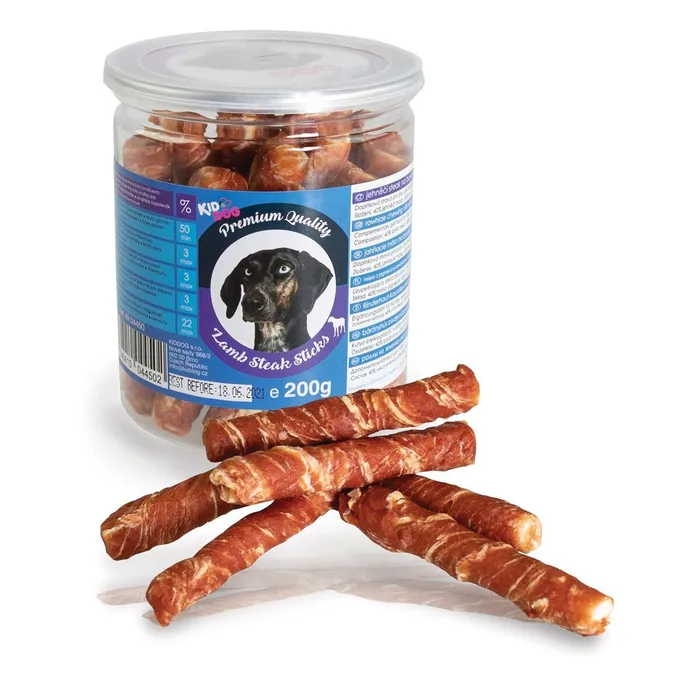 Hauptproduktbild KIDDOG jehněčí steak na buvolí tyčince - PREMIUM QUALITY 200g dóza
